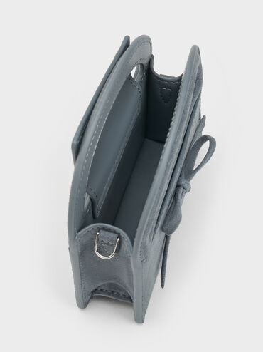 Reese Bow Top Handle Wristlet, Smoky Blue, hi-res